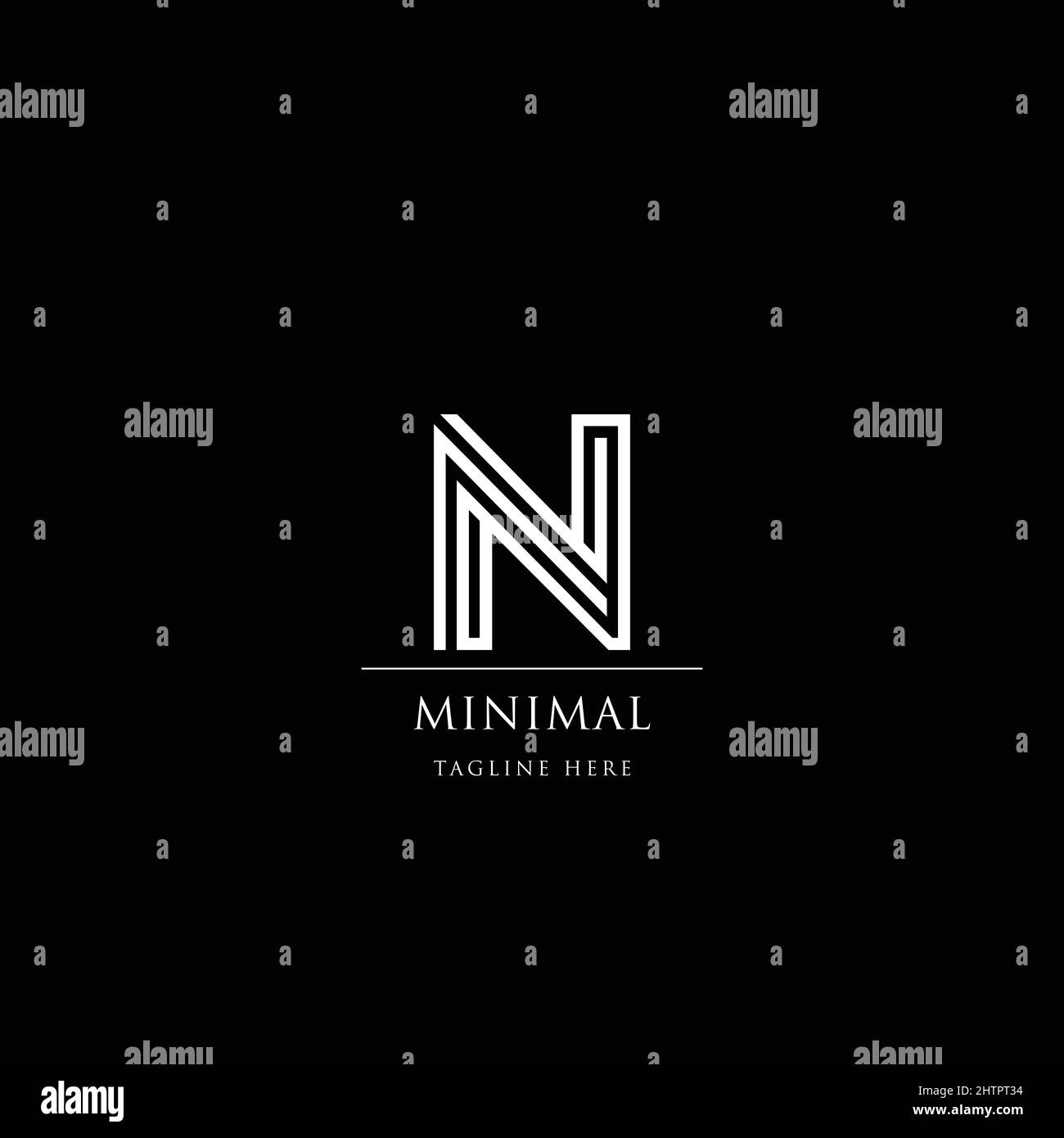 Modèle vectoriel d'icône de logo N abstrait sur fond noir. Illustration de Vecteur