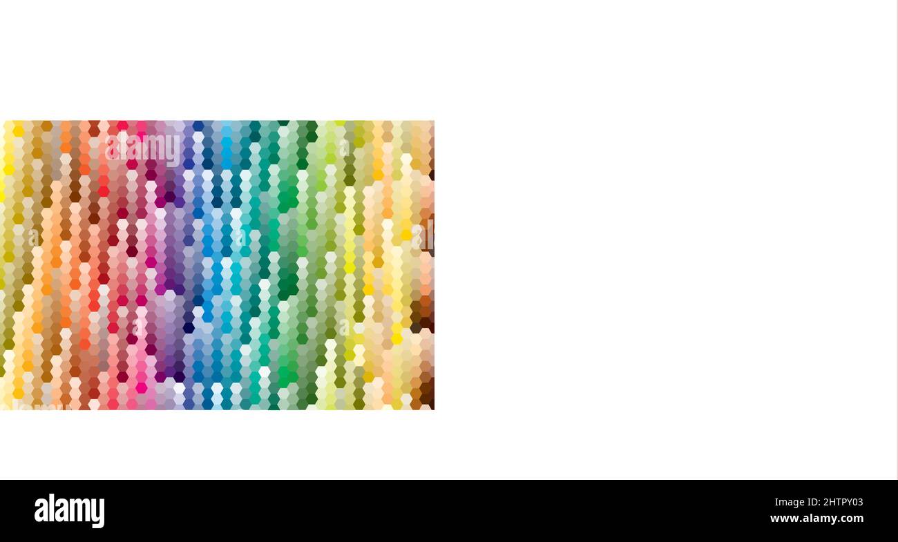 Motif abstrait, multicolore et mosaïque hexagonale. Nuances de couleurs fluides sur la palette de couleurs hexagonales. Illustration vectorielle Illustration de Vecteur