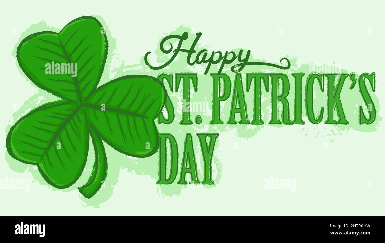 happy st patricks jour rétro vintage typographie dessinée à la main sur fond vert. Saint-Patrick. trèfle à feuilles shamrock. Typographie. Illustrateur de vecteur Illustration de Vecteur