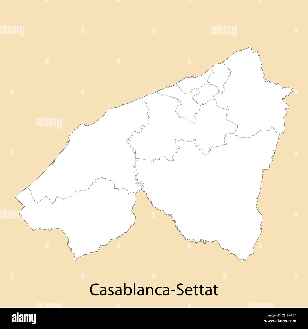 Carte de haute qualité de Casablanca-Settat est une province du Maroc, aux frontières des districts Illustration de Vecteur
