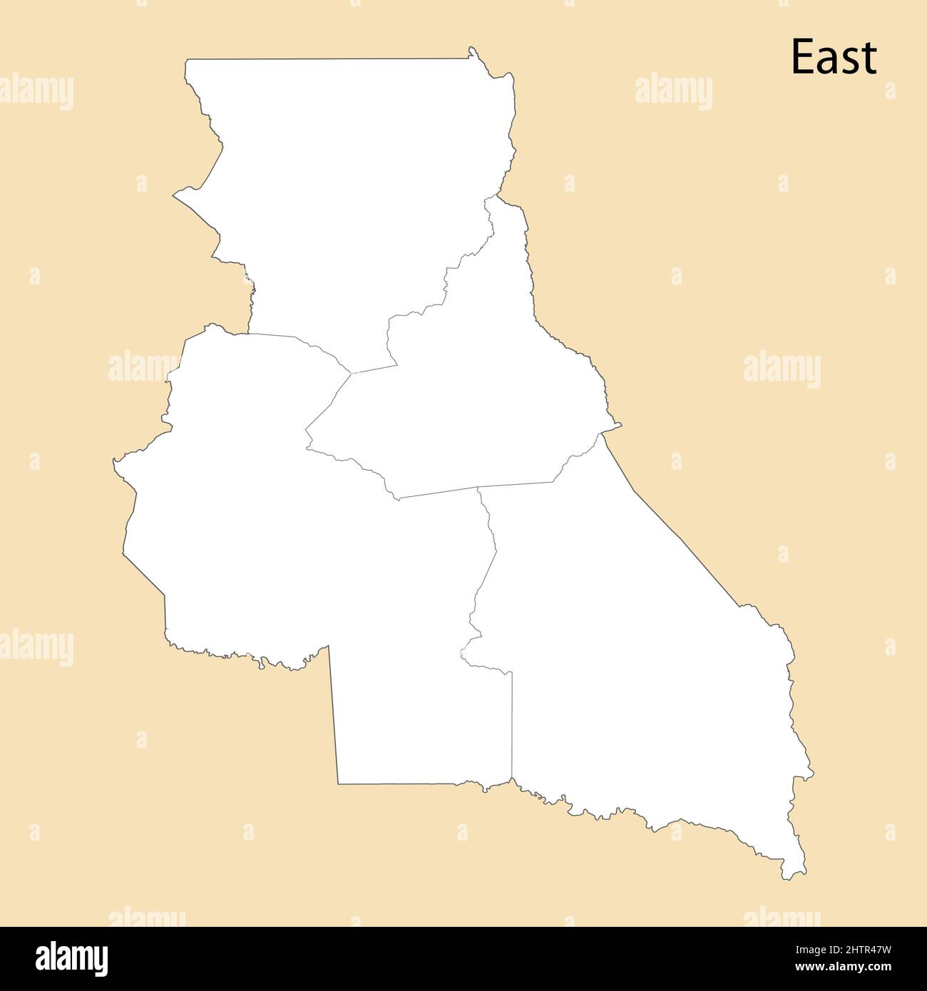 Carte de haute qualité de la région est est une province du Cameroun, avec les frontières des districts Illustration de Vecteur