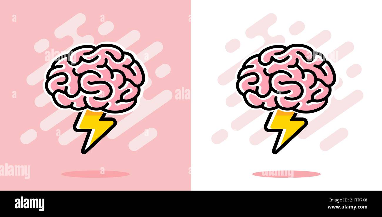 Logo vectoriel de remue-méninges. Cerveau humain et foudre. Idées créatives de brainstorming Illustration de Vecteur