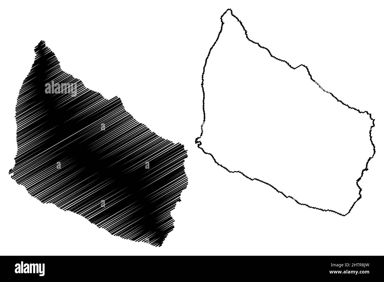 Île de Bornholm (Danemark, mer Baltique) carte illustration vectorielle, croquis de gribouillage carte de Borrinjholm ou de Bornholmsk Illustration de Vecteur