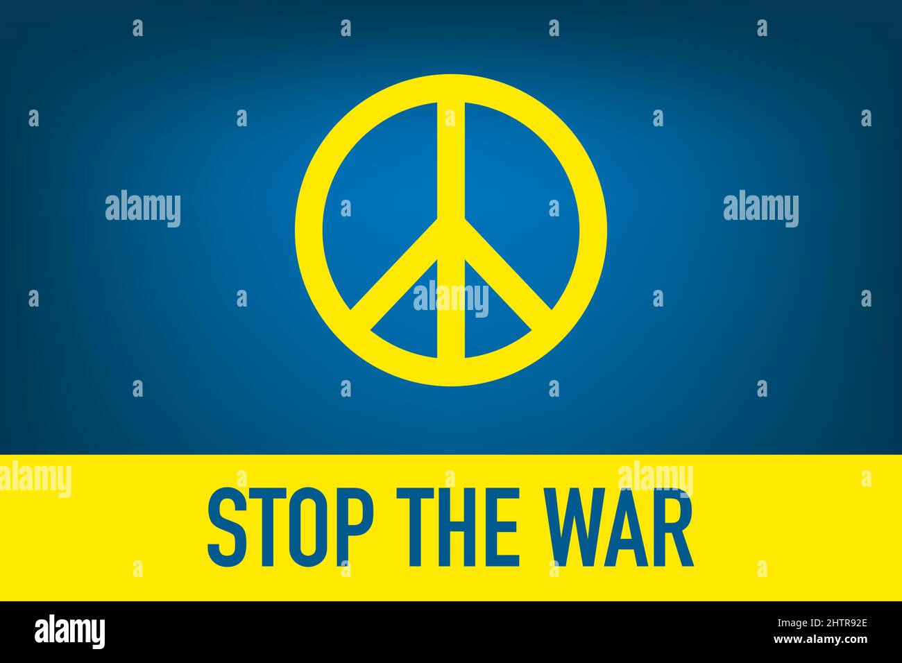 Arrêtez la guerre - bannière aux couleurs du drapeau ukrainien avec signe de paix Illustration de Vecteur