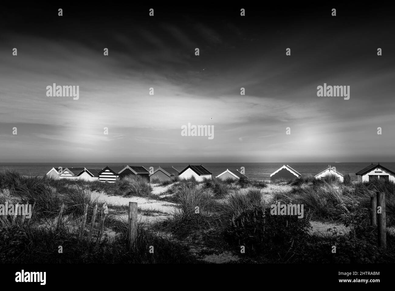 Cabines de plage sur Southwold Beach Suffolk Banque D'Images