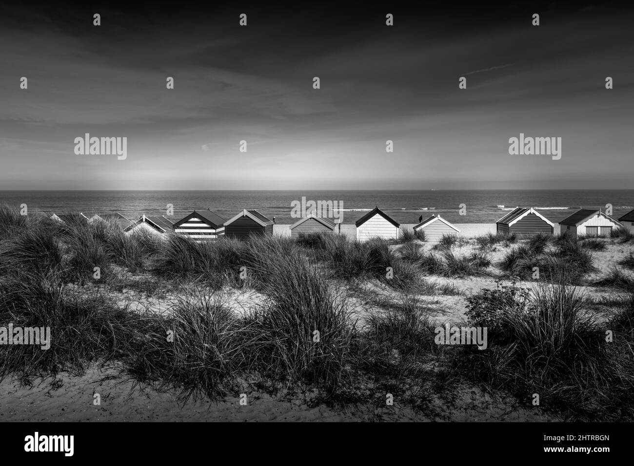 Cabines de plage sur Southwold Beach Suffolk Banque D'Images
