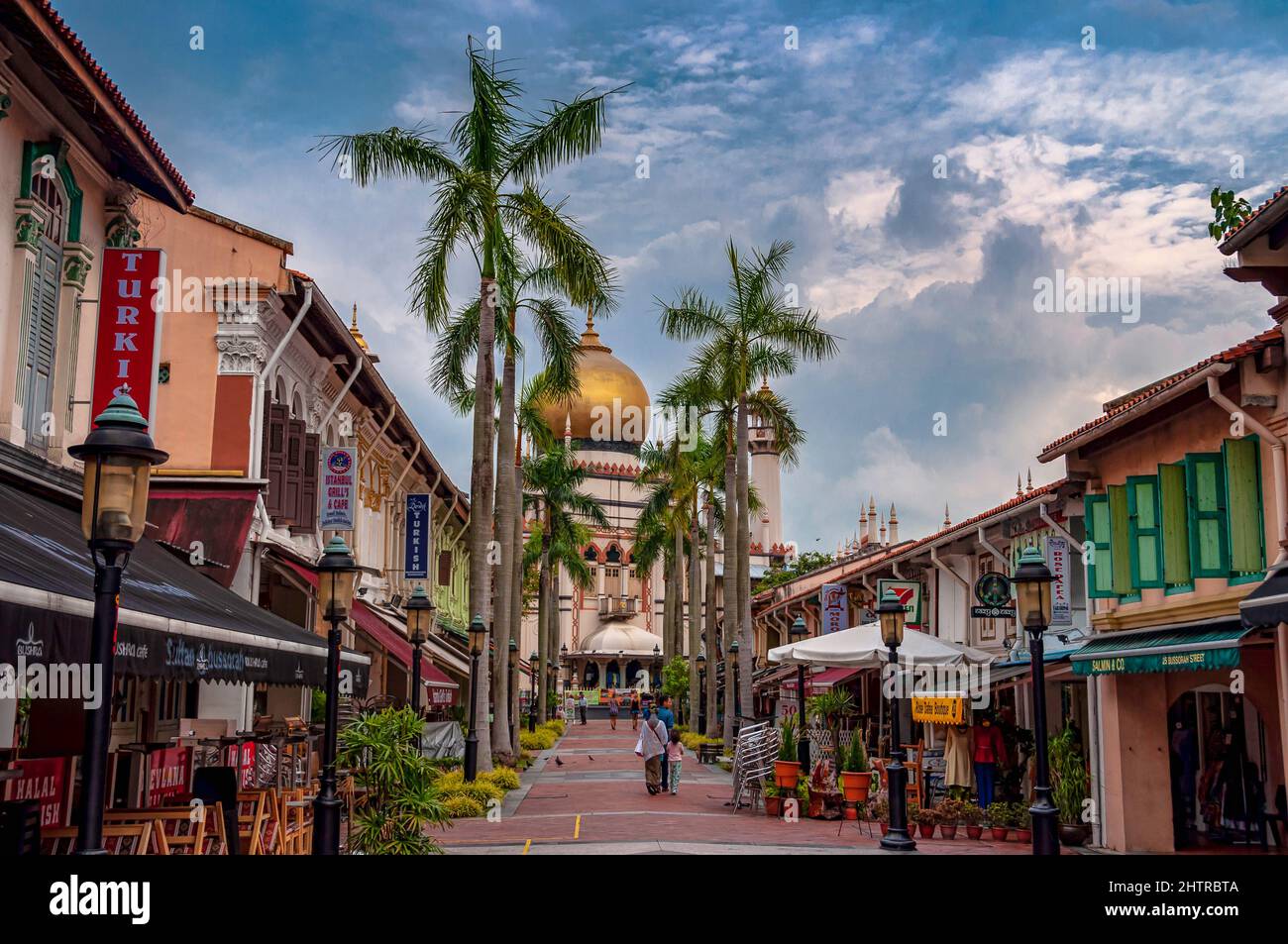 Mosquée Sultan, Kampong Glam, le quartier musulman de Singapour. Banque D'Images
