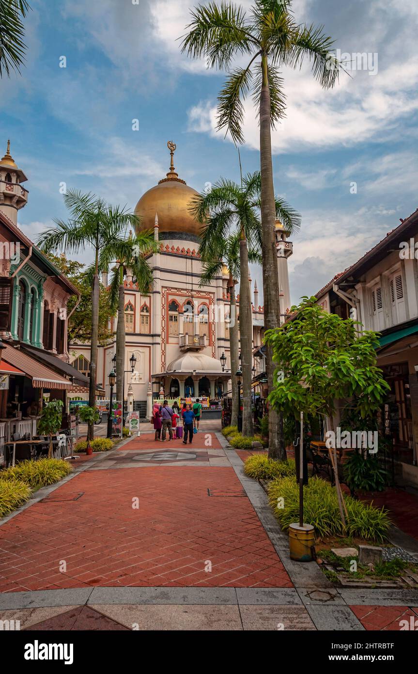 Mosquée Sultan, Kampong Glam, le quartier musulman de Singapour. Banque D'Images
