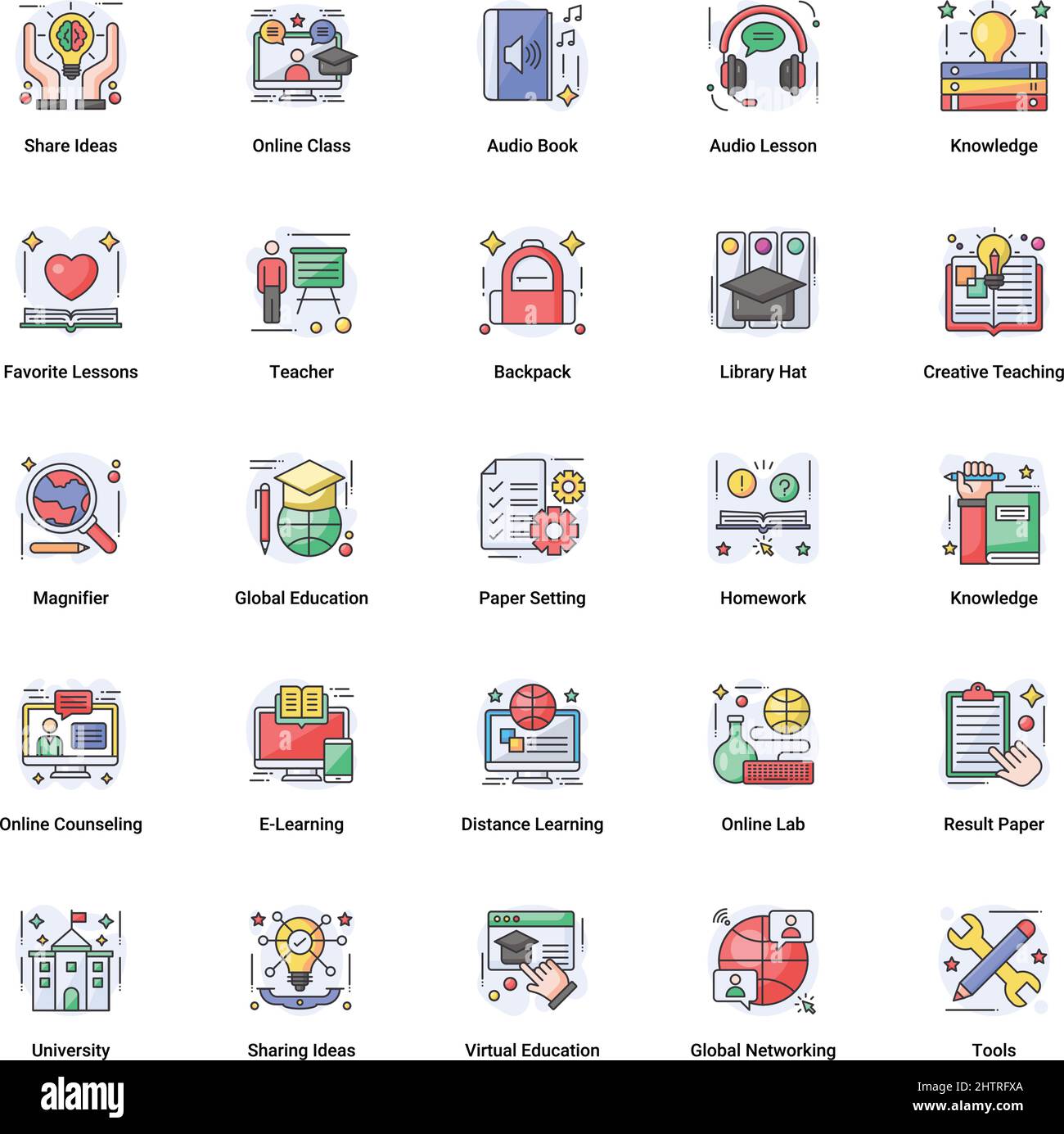 Icônes vectorielles couleur de l'enseignement en ligne adaptées aux sites Web, aux applications mobiles, aux infographies et à tout autre projet. Contour entièrement modifiable. Illustration de Vecteur