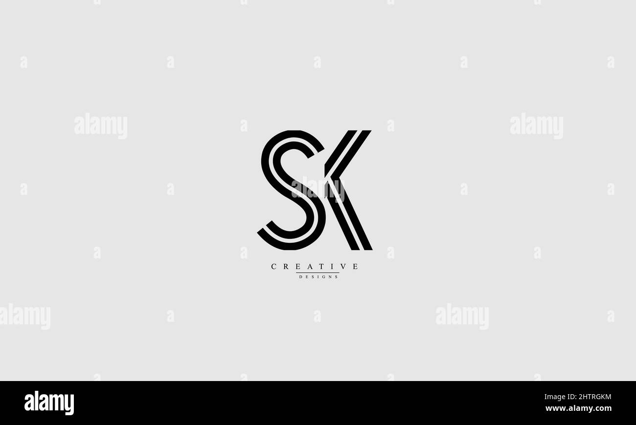 Lettres de l'alphabet initiales Monogram SK KS S K Illustration de Vecteur