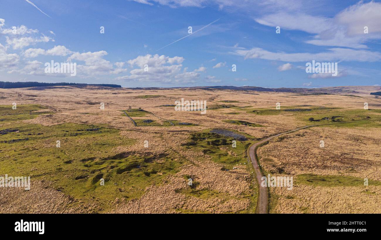 Vues aériennes sur Need Valley, Brecon Beacons, pays de Galles du Sud, Royaume-Uni: Merci de noter Phillip Roberts Banque D'Images