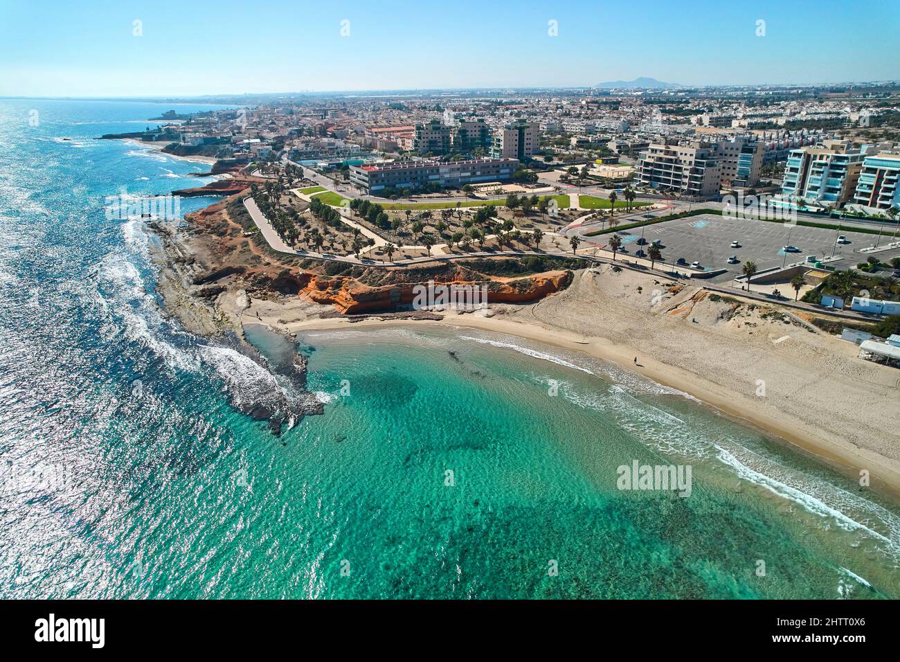 Vue aérienne de la plage de Mil Palmeras. Costa Blanca, province  d'Alicante. Espagne Photo Stock - Alamy