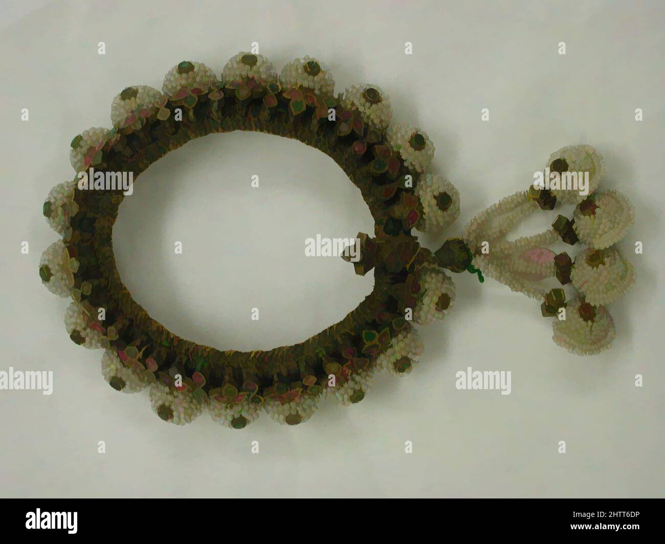 Art inspiré par Anklet, 18th siècle, attribué à l'Inde, Punjab, perles de semence, Rubis, diamants, émeraudes, or, 3,5 x 6 po., bijoux, œuvres classiques modernisées par Artotop avec une touche de modernité. Formes, couleur et valeur, impact visuel accrocheur sur l'art émotions par la liberté d'œuvres d'art d'une manière contemporaine. Un message intemporel qui cherche une nouvelle direction créative. Artistes qui se tournent vers le support numérique et créent le NFT Artotop Banque D'Images
