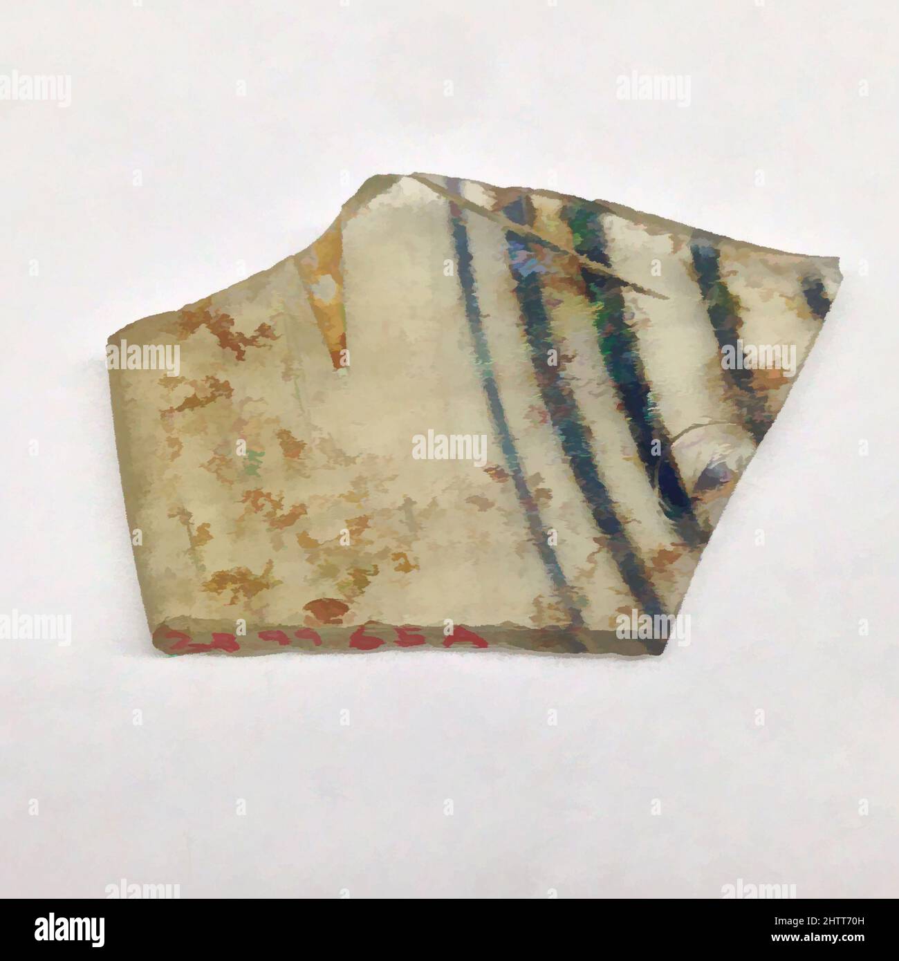 Art inspiré par Glass fragment, 13th Century, Crusader, Glass, (a) L. 2 7/8 po. (7,3 cm), Glass-Vessels, oeuvres classiques modernisées par Artotop avec une touche de modernité. Formes, couleur et valeur, impact visuel accrocheur sur l'art émotions par la liberté d'œuvres d'art d'une manière contemporaine. Un message intemporel qui cherche une nouvelle direction créative. Artistes qui se tournent vers le support numérique et créent le NFT Artotop Banque D'Images