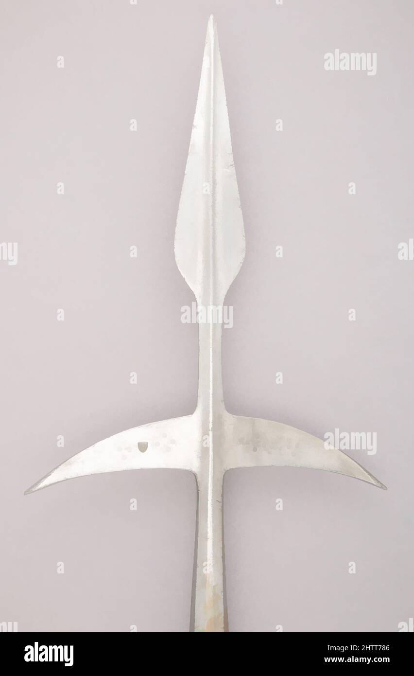 Art inspiré par Spear, 15th siècle, italien, acier, bois, L. 94 1/2 po (240 cm) ; L. de la tête 24 1/4 po. (61,6 cm) ; avec 13 3/8 po (34 cm) ; poids 5 lb 8,4 oz (2506,1 g), Shafted Weapted Weapons, Classic œuvres modernisées par Artotop avec une touche de modernité. Formes, couleur et valeur, impact visuel accrocheur sur l'art émotions par la liberté d'œuvres d'art d'une manière contemporaine. Un message intemporel qui cherche une nouvelle direction créative. Artistes qui se tournent vers le support numérique et créent le NFT Artotop Banque D'Images