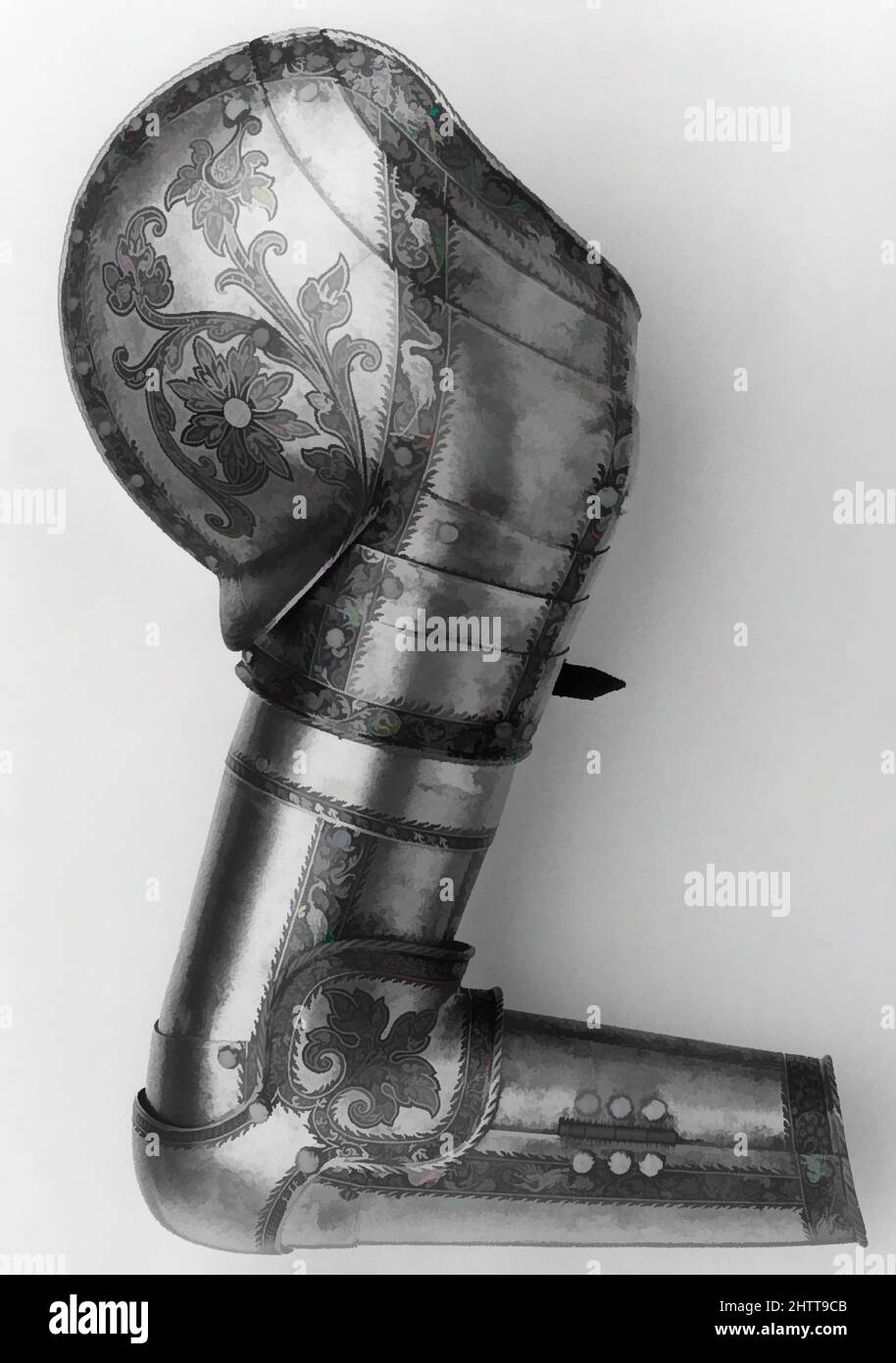 Art inspiré par les éléments d'une armure Garniture, ca. 1555–60, Landshut, allemand, Landshut, acier, Défense droite de l'épaule et du bras : H. environ 28 pouces (71,1 cm) ; avec env. 10 po (25,4 cm) ; poids 5 lb 9 oz (2523,1 g) ; défense de l'épaule et du bras gauche : L. environ 28 po (71,1 cm); W. approx., œuvres classiques modernisées par Artotop avec une touche de modernité. Formes, couleur et valeur, impact visuel accrocheur sur l'art émotions par la liberté d'œuvres d'art d'une manière contemporaine. Un message intemporel qui cherche une nouvelle direction créative. Artistes qui se tournent vers le support numérique et créent le NFT Artotop Banque D'Images