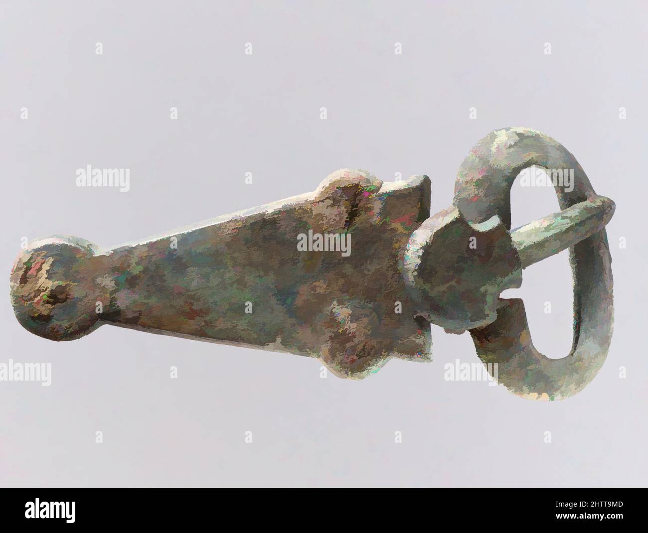 Art inspiré par la boucle de ceinture en deux parties, env. 500–700, Niederbreisig, Frankish, alliage de cuivre, boucle de ceinture : 5 x 2 1/4 x 1 3/16 po. (12,7 x 5,7 x 3 cm) ; plaque triangulaire : 3 9/16 x 1 5/8 x 11/16 po (9 x 4,2 x 1,8 cm), divers-boucles et ornement, œuvres classiques modernisées par Artotop avec une touche de modernité. Formes, couleur et valeur, impact visuel accrocheur sur l'art émotions par la liberté d'œuvres d'art d'une manière contemporaine. Un message intemporel qui cherche une nouvelle direction créative. Artistes qui se tournent vers le support numérique et créent le NFT Artotop Banque D'Images