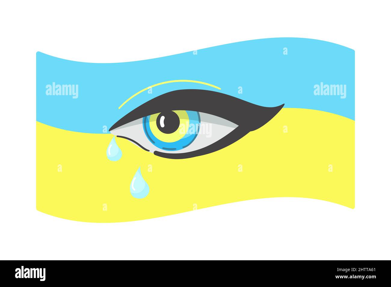 Pleurs yeux sur le drapeau ukrainien. Soutien à l'Ukraine. Pas de guerre. La paix au monde entier. Illustration de Vecteur