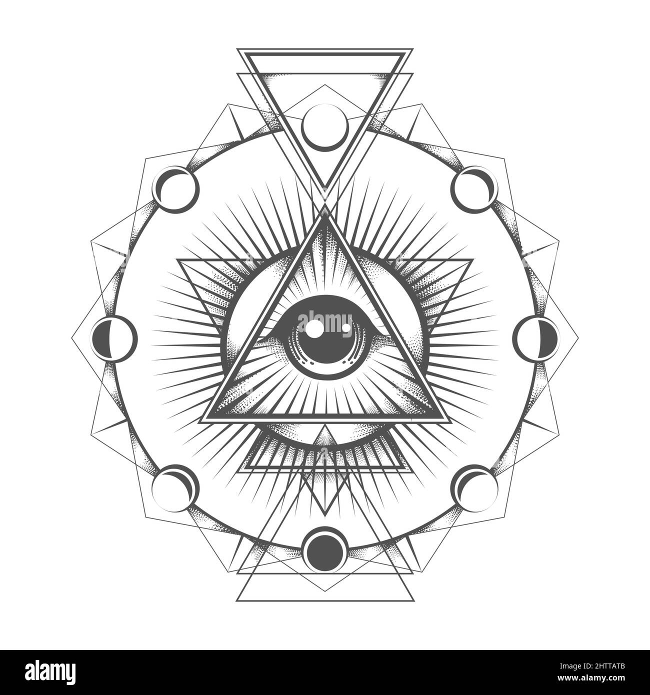 Tous voyant Eye of Providence symbole maçonnique Secret Geometry isolé sur blanc. Illustration vectorielle. Illustration de Vecteur