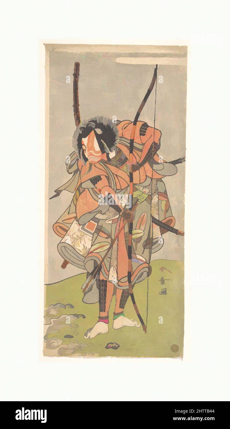 Art inspiré par l'acteur Kabuki Ichikawa Ebizō III (Ichikawa Danjūrō IV), 四代目市川団十郎, période Edo (1615–1868), 2nd mois, 1774, Japon, imprimé en polychrome sur bois ; encre et couleur sur papier, 12 3/4 x 5 3/4 po. (32,4 x 14,6 cm), tirages, Katsukawa Shunshō (japonais, 1726–1792, œuvres classiques modernisées par Artotop avec une touche de modernité. Formes, couleur et valeur, impact visuel accrocheur sur l'art émotions par la liberté d'œuvres d'art d'une manière contemporaine. Un message intemporel qui cherche une nouvelle direction créative. Artistes qui se tournent vers le support numérique et créent le NFT Artotop Banque D'Images