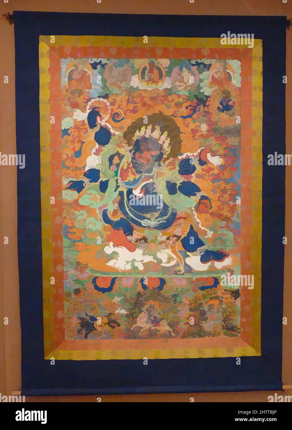 Art inspiré par six-Armed Mahakala, début du 18th siècle, Tibet, Distemper sur tissu, 83 3/ 8 x 57 3/4 po. (211,8 x 146,7 cm), peintures, l'aspect féroce de la bodhisattva Avalokiteshvara, Mahakala est montré dans une auréole flamboyante, ses six mains tenant ses horribles instruments rituels, oeuvres classiques modernisées par Artotop avec un peu de modernité. Formes, couleur et valeur, impact visuel accrocheur sur l'art émotions par la liberté d'œuvres d'art d'une manière contemporaine. Un message intemporel qui cherche une nouvelle direction créative. Artistes qui se tournent vers le support numérique et créent le NFT Artotop Banque D'Images