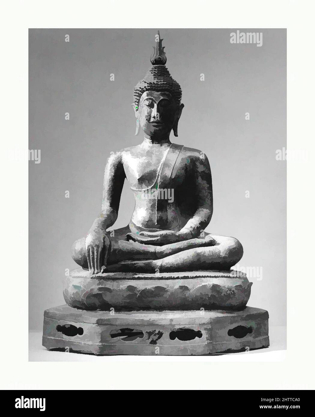 Art inspiré par Bouddha assis, 16th siècle, Thaïlande, Bronze, H. 29 5/8 po. (75,2 cm) ; GR. W. 19 3/4 po (50,2 cm) ; GR. Diam. 12 1/2 po (31,8 cm), Sculpture, oeuvres classiques modernisées par Artotop avec une touche de modernité. Formes, couleur et valeur, impact visuel accrocheur sur l'art émotions par la liberté d'œuvres d'art d'une manière contemporaine. Un message intemporel qui cherche une nouvelle direction créative. Artistes qui se tournent vers le support numérique et créent le NFT Artotop Banque D'Images