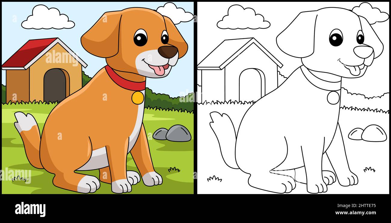 Illustration colorée de la page de coloration de chien Illustration de Vecteur