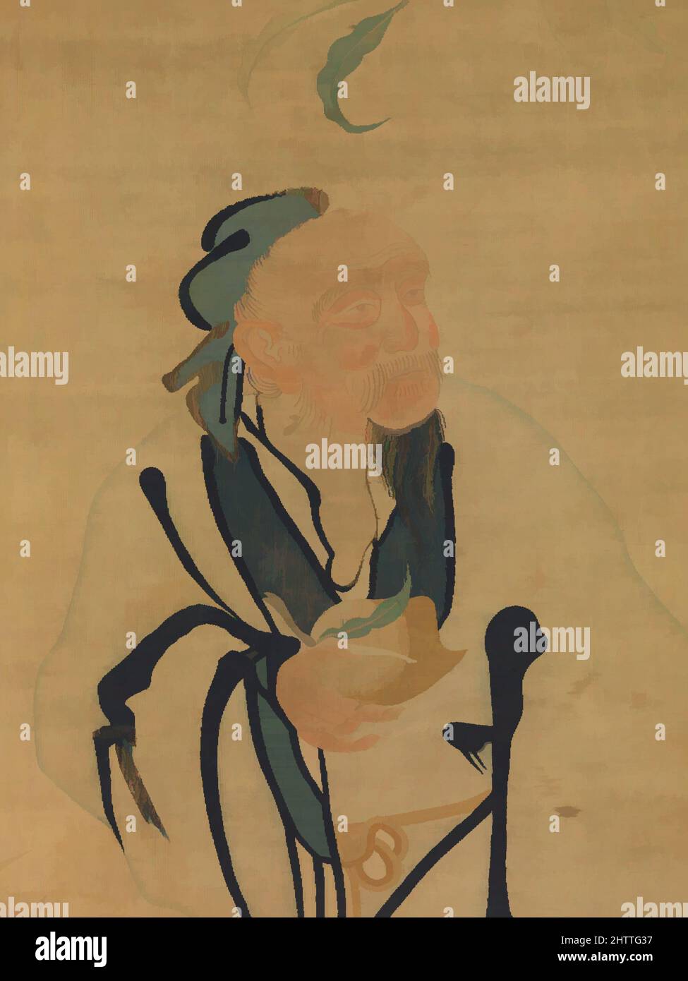 Art inspiré par 明 緙絲蟠桃獻壽圖, Immortal Holding a Peach, dynastie Ming (1368–1644), 16th Century, Chine, tapisserie de soie (kesi), Total : 46 x 24 po (116,8 x 61 cm), textiles-tapisseries, la figure sur ce panneau de tapisseries en soie est Dongfang Shuo qui symbolise la sagesse et la longévité. En tant que, Classic œuvres modernisées par Artotop avec un peu de modernité. Formes, couleur et valeur, impact visuel accrocheur sur l'art émotions par la liberté d'œuvres d'art d'une manière contemporaine. Un message intemporel qui cherche une nouvelle direction créative. Artistes qui se tournent vers le support numérique et créent le NFT Artotop Banque D'Images