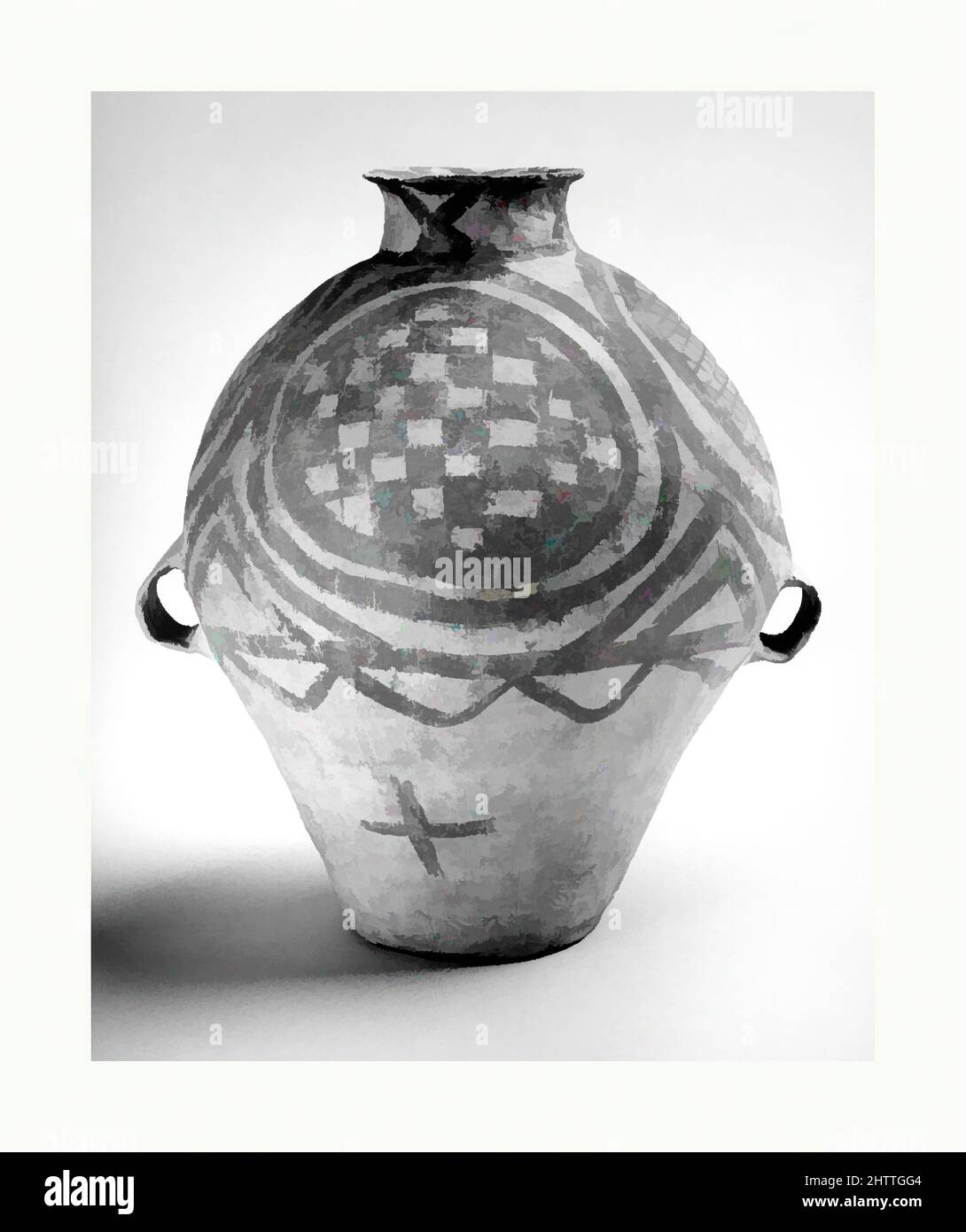 Art inspiré par Ovoid jar (Hu), période néolithique, culture Majiayao, type Machang, Chine, Faïence avec pigment, H. 13 po. (33 cm), céramique, oeuvres classiques modernisées par Artotop avec une touche de modernité. Formes, couleur et valeur, impact visuel accrocheur sur l'art émotions par la liberté d'œuvres d'art d'une manière contemporaine. Un message intemporel qui cherche une nouvelle direction créative. Artistes qui se tournent vers le support numérique et créent le NFT Artotop Banque D'Images