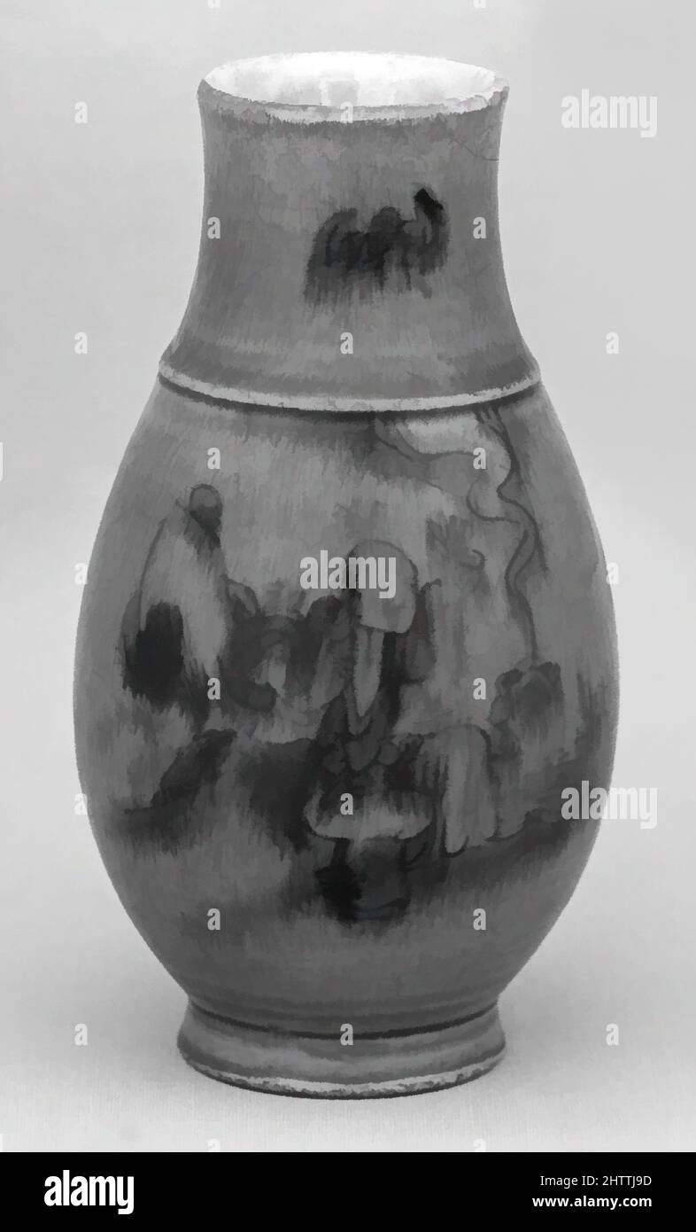 Art inspiré par vase, dynastie Qing (1644–1911), 19th siècle, Chine, porcelaine peinte en sous-glaçure noire sous une glaçure jaune, H. 4 3/8 po. (11,1 cm), céramique, oeuvres classiques modernisées par Artotop avec une touche de modernité. Formes, couleur et valeur, impact visuel accrocheur sur l'art émotions par la liberté d'œuvres d'art d'une manière contemporaine. Un message intemporel qui cherche une nouvelle direction créative. Artistes qui se tournent vers le support numérique et créent le NFT Artotop Banque D'Images