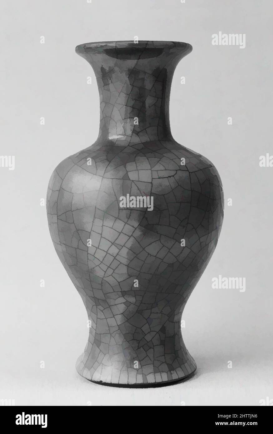 Art inspiré par Flower vase, 19th Century, Japon, porcelaine blanche avec grand crépitement recouvert d'un fin lavage brun, H. 7 1/2 po. (19,1 cm), céramique, oeuvres classiques modernisées par Artotop avec une touche de modernité. Formes, couleur et valeur, impact visuel accrocheur sur l'art émotions par la liberté d'œuvres d'art d'une manière contemporaine. Un message intemporel qui cherche une nouvelle direction créative. Artistes qui se tournent vers le support numérique et créent le NFT Artotop Banque D'Images