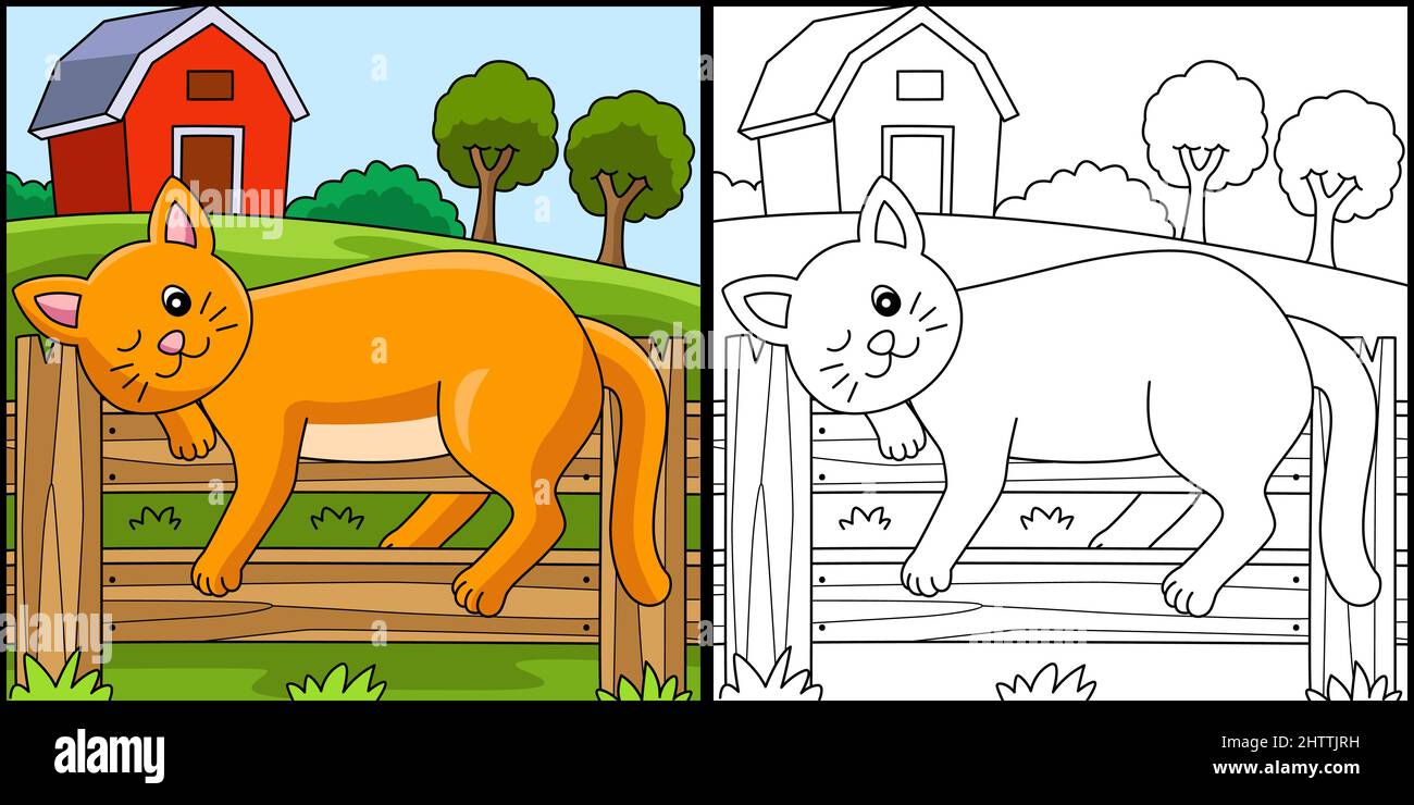 Cat coloriage page Illustration colorée Illustration de Vecteur