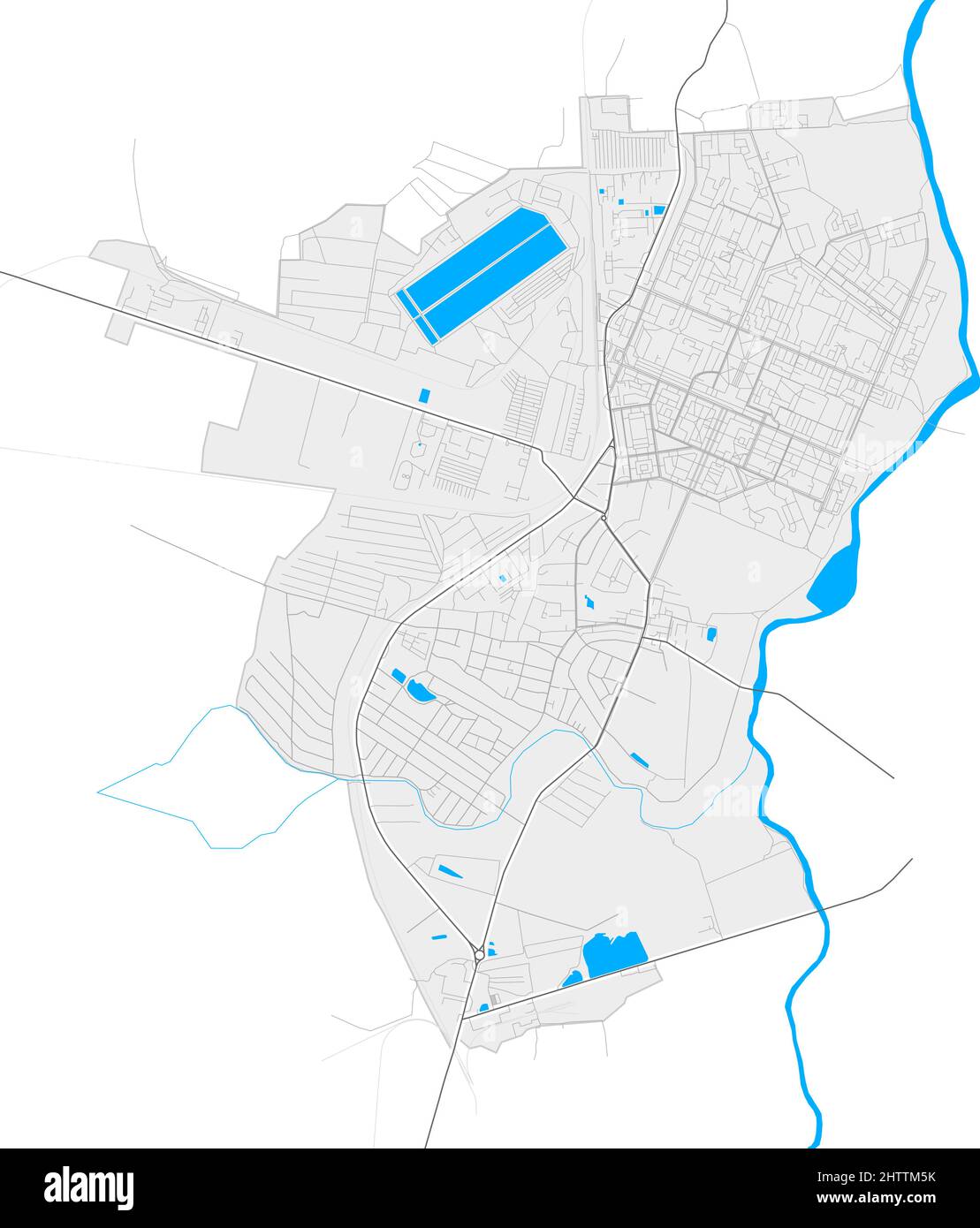 Chervonohrad, oblast de Lviv, Ukraine carte vectorielle haute résolution avec frontières de la ville et chemins délimitées. Contours blancs supplémentaires pour les routes principales. Beaucoup Illustration de Vecteur