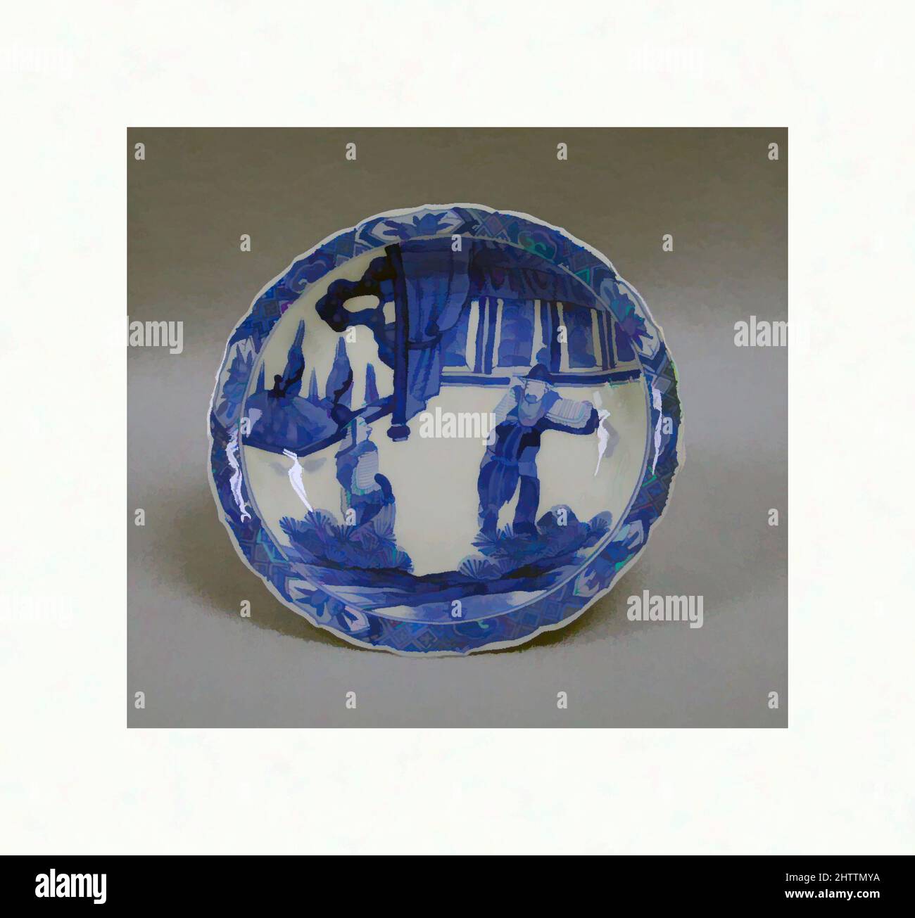 Art inspiré par un plat aux figures, Japon, porcelaine peinte au bleu de cobalt sous un vernis transparent, Diam. 5 3/16 po (13,2 cm), céramique, oeuvres classiques modernisées par Artotop avec une touche de modernité. Formes, couleur et valeur, impact visuel accrocheur sur l'art émotions par la liberté d'œuvres d'art d'une manière contemporaine. Un message intemporel qui cherche une nouvelle direction créative. Artistes qui se tournent vers le support numérique et créent le NFT Artotop Banque D'Images