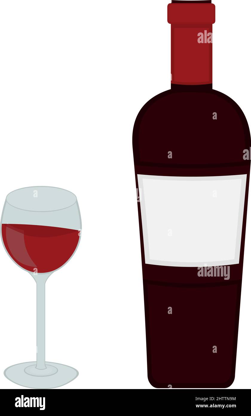 Illustration vectorielle d'une bouteille et d'un verre de vin Illustration de Vecteur