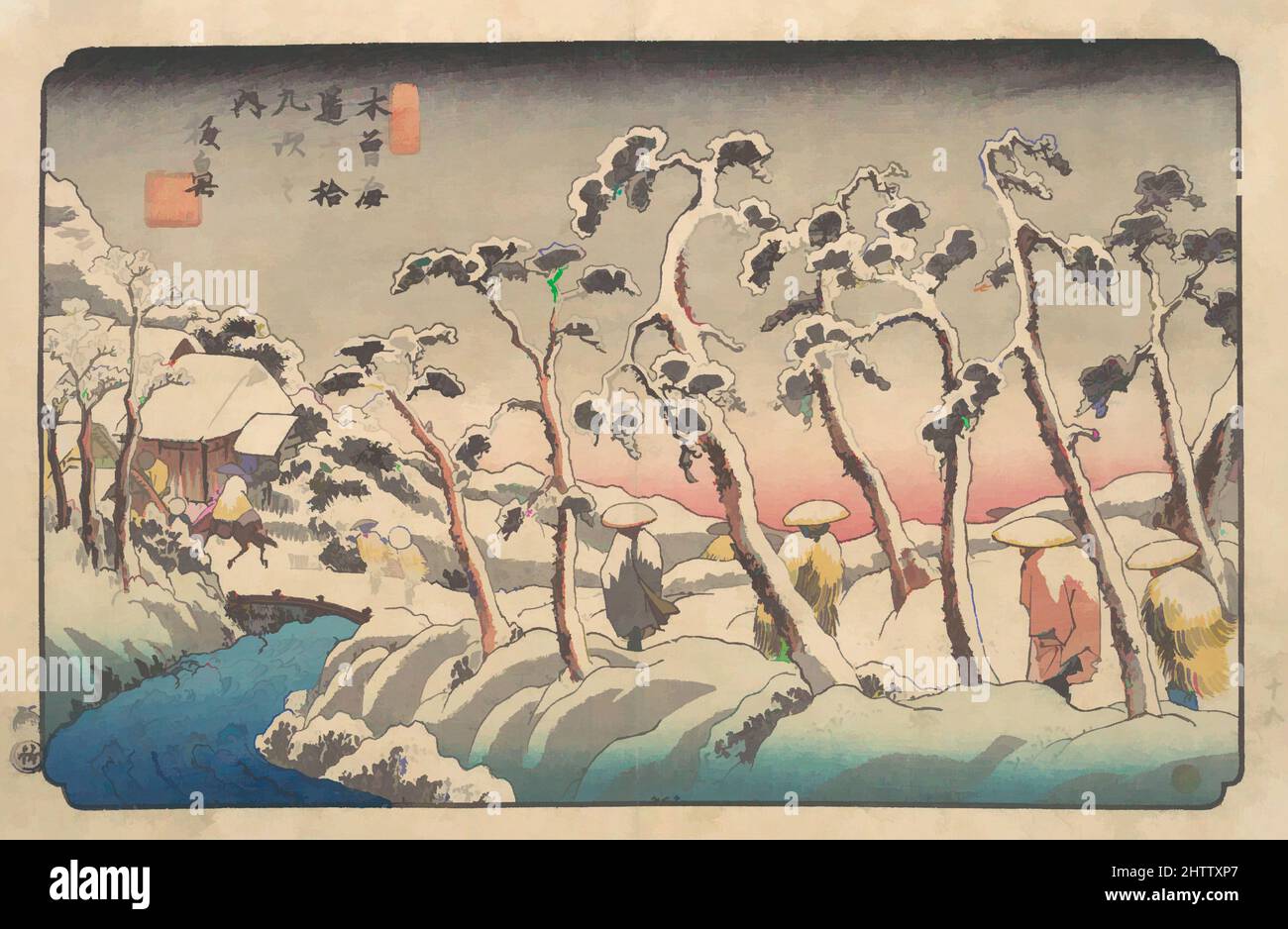 Art inspiré par la station Itabana, époque Edo (1615–1868), fin 1830s, Japon, imprimé polychrome sur bois; Encre et couleur sur papier, Oban 9 5/8 x 14 7/16 po. (24,4 x 36,7 cm), Prints, Keisai Eisen (japonais, 1790–1848, oeuvres classiques modernisées par Artotop avec une touche de modernité. Formes, couleur et valeur, impact visuel accrocheur sur l'art émotions par la liberté d'œuvres d'art d'une manière contemporaine. Un message intemporel qui cherche une nouvelle direction créative. Artistes qui se tournent vers le support numérique et créent le NFT Artotop Banque D'Images