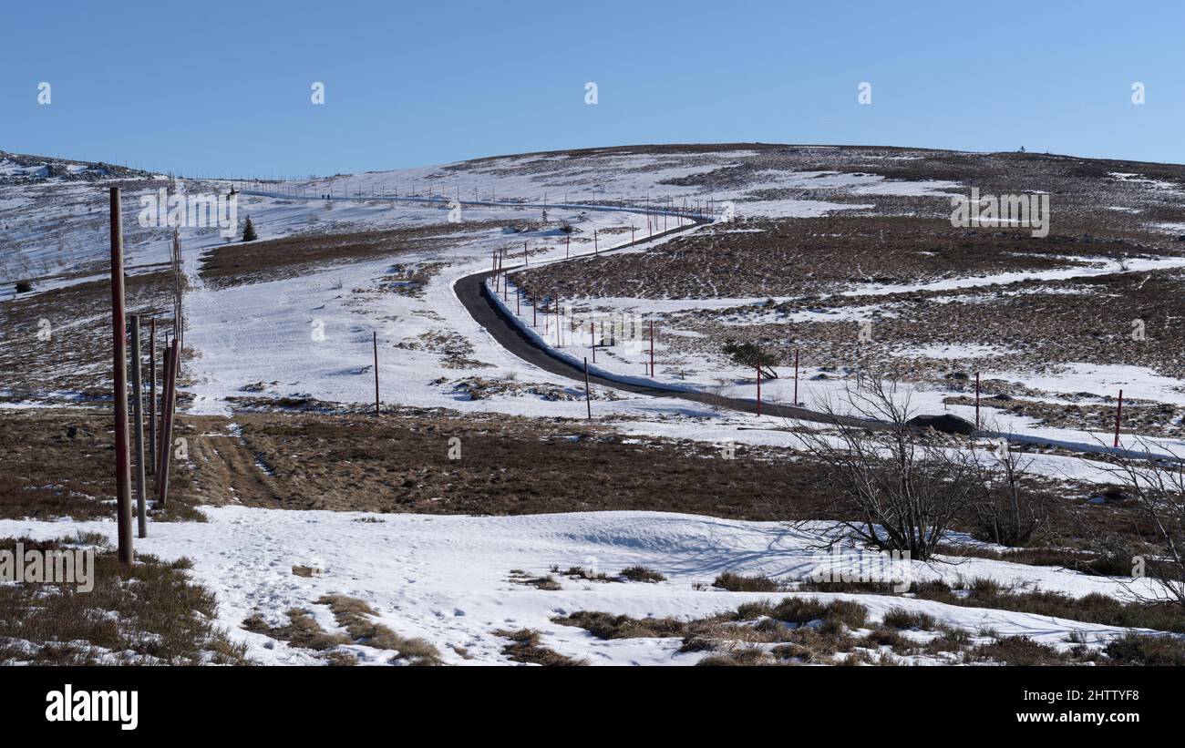 Paysage d'hiver au Col du Béal, Monts de Forez, France Banque D'Images