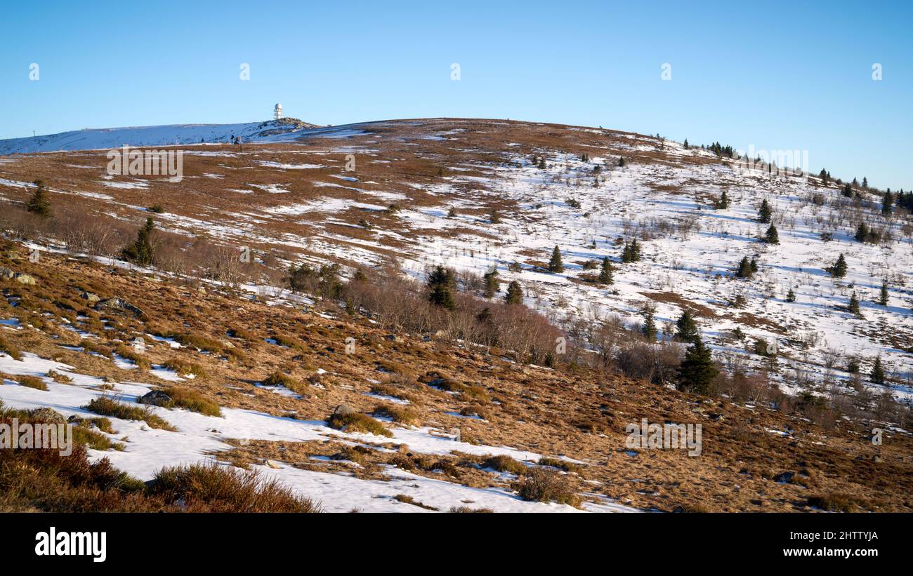 Paysage d'hiver au Col du Béal, Monts de Forez, France Banque D'Images