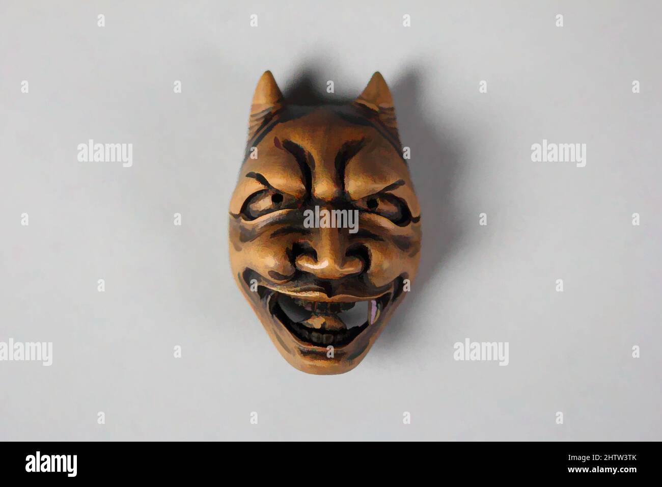 Art inspiré par Netsuke de Noh Mask; Namanari, 19th siècle, Japon, Bois, H. 2 1/4 po (5,7 cm) ; avec 1 3/8 po (3,5 cm) ; D. 3/4 po (1,9 cm), Netsuke, oeuvres classiques modernisées par Artotop avec une touche de modernité. Formes, couleur et valeur, impact visuel accrocheur sur l'art émotions par la liberté d'œuvres d'art d'une manière contemporaine. Un message intemporel qui cherche une nouvelle direction créative. Artistes qui se tournent vers le support numérique et créent le NFT Artotop Banque D'Images