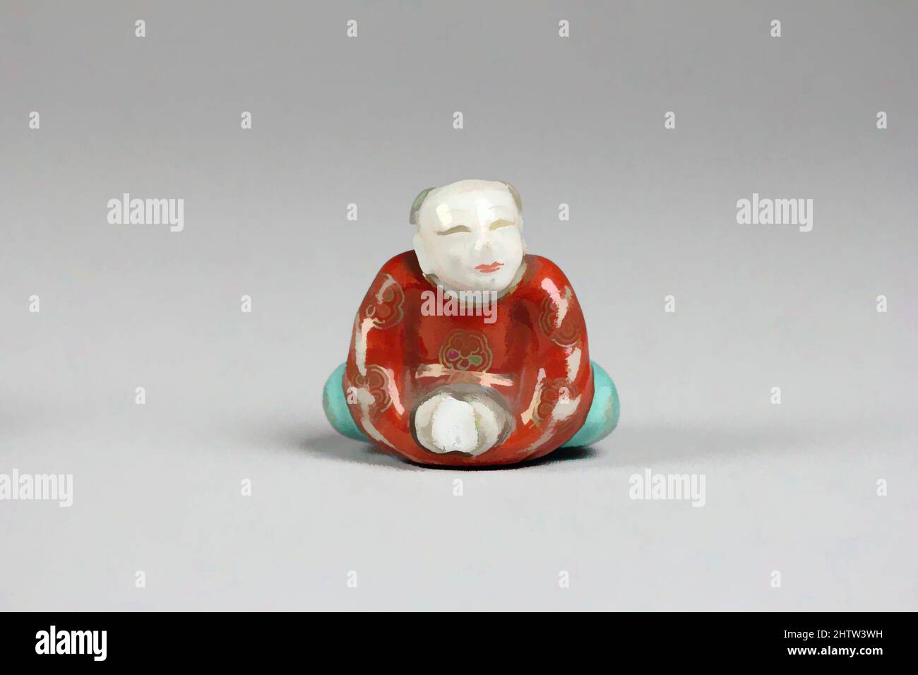 Art inspiré par Netsuke of Boy, 19th Century, Japon, porcelaine peinte en émail, H. 1 1/2 po. (3,8 cm), Netsuke, oeuvres classiques modernisées par Artotop avec une touche de modernité. Formes, couleur et valeur, impact visuel accrocheur sur l'art émotions par la liberté d'œuvres d'art d'une manière contemporaine. Un message intemporel qui cherche une nouvelle direction créative. Artistes qui se tournent vers le support numérique et créent le NFT Artotop Banque D'Images