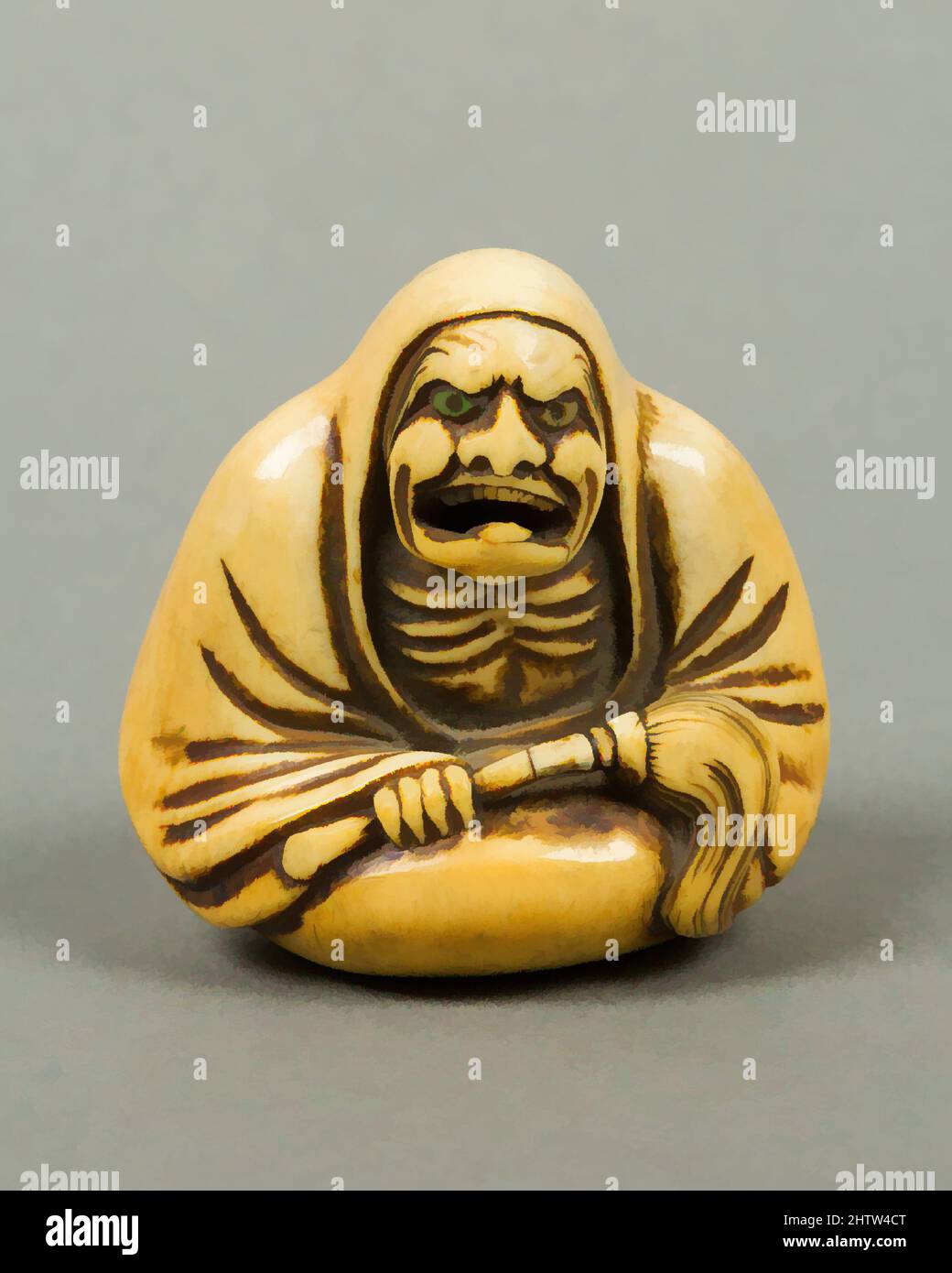 Art inspiré par Netsuke, 19th siècle, Japon, Ivoire, H. 1 3/4 po. (4,4 cm), Netsuke, oeuvres classiques modernisées par Artotop avec une touche de modernité. Formes, couleur et valeur, impact visuel accrocheur sur l'art émotions par la liberté d'œuvres d'art d'une manière contemporaine. Un message intemporel qui cherche une nouvelle direction créative. Artistes qui se tournent vers le support numérique et créent le NFT Artotop Banque D'Images