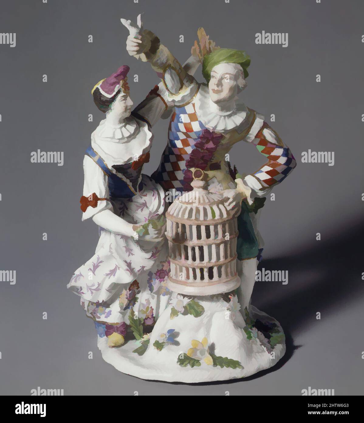 Art inspiré par Harlequin et Columbine avec cage à oiseaux, ca. 1762, allemand, Ansbach, porcelaine à pâte dure, hauteur : 8 1/2 po. (21,6 cm), céramique-porcelaine, oeuvres classiques modernisées par Artotop avec une touche de modernité. Formes, couleur et valeur, impact visuel accrocheur sur l'art émotions par la liberté d'œuvres d'art d'une manière contemporaine. Un message intemporel qui cherche une nouvelle direction créative. Artistes qui se tournent vers le support numérique et créent le NFT Artotop Banque D'Images