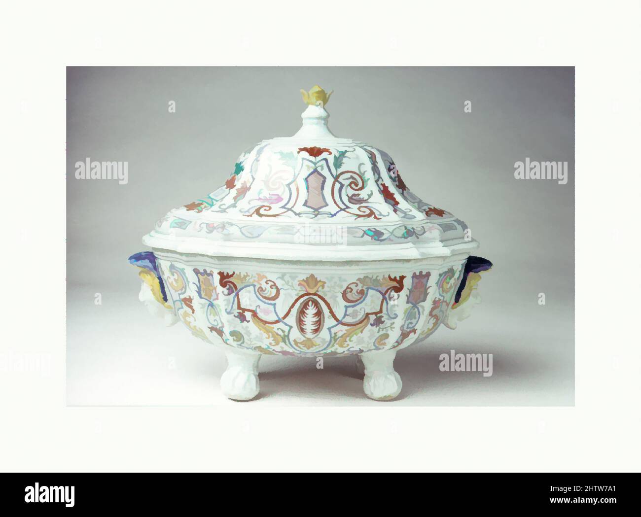 Art inspiré par Tureen (un de deux), ca. 1770–90, chinois, pour le marché continental (probablement portugais), porcelaine à pâte dure, chaque GR. L. 11 11/16 po (29,7 cm) ; H. avec couvercle 9 3/4 po (24,8 cm.), céramique-porcelaine-exportation, oeuvres classiques modernisées par Artotop avec un peu de modernité. Formes, couleur et valeur, impact visuel accrocheur sur l'art émotions par la liberté d'œuvres d'art d'une manière contemporaine. Un message intemporel qui cherche une nouvelle direction créative. Artistes qui se tournent vers le support numérique et créent le NFT Artotop Banque D'Images