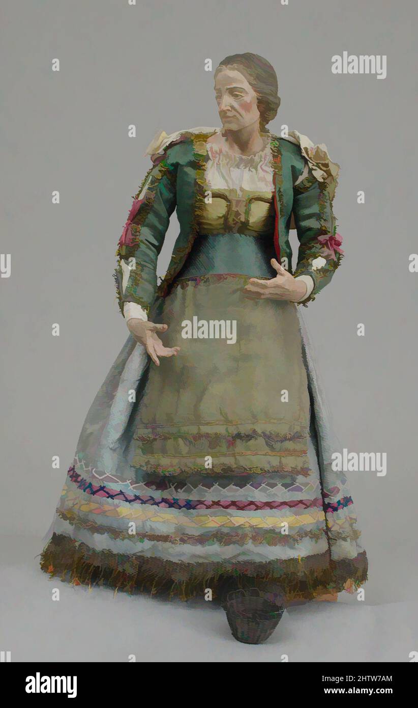 Art inspiré par la vieille femme, fin du 18th siècle, italien, Naples, tête en terre cuite polychromée; Membres en bois; corps de fil enroulé dans un attelage; divers tissus, H. 15 po. (38,1 cm.), Crèche, oeuvres classiques modernisées par Artotop avec une touche de modernité. Formes, couleur et valeur, impact visuel accrocheur sur l'art émotions par la liberté d'œuvres d'art d'une manière contemporaine. Un message intemporel qui cherche une nouvelle direction créative. Artistes qui se tournent vers le support numérique et créent le NFT Artotop Banque D'Images
