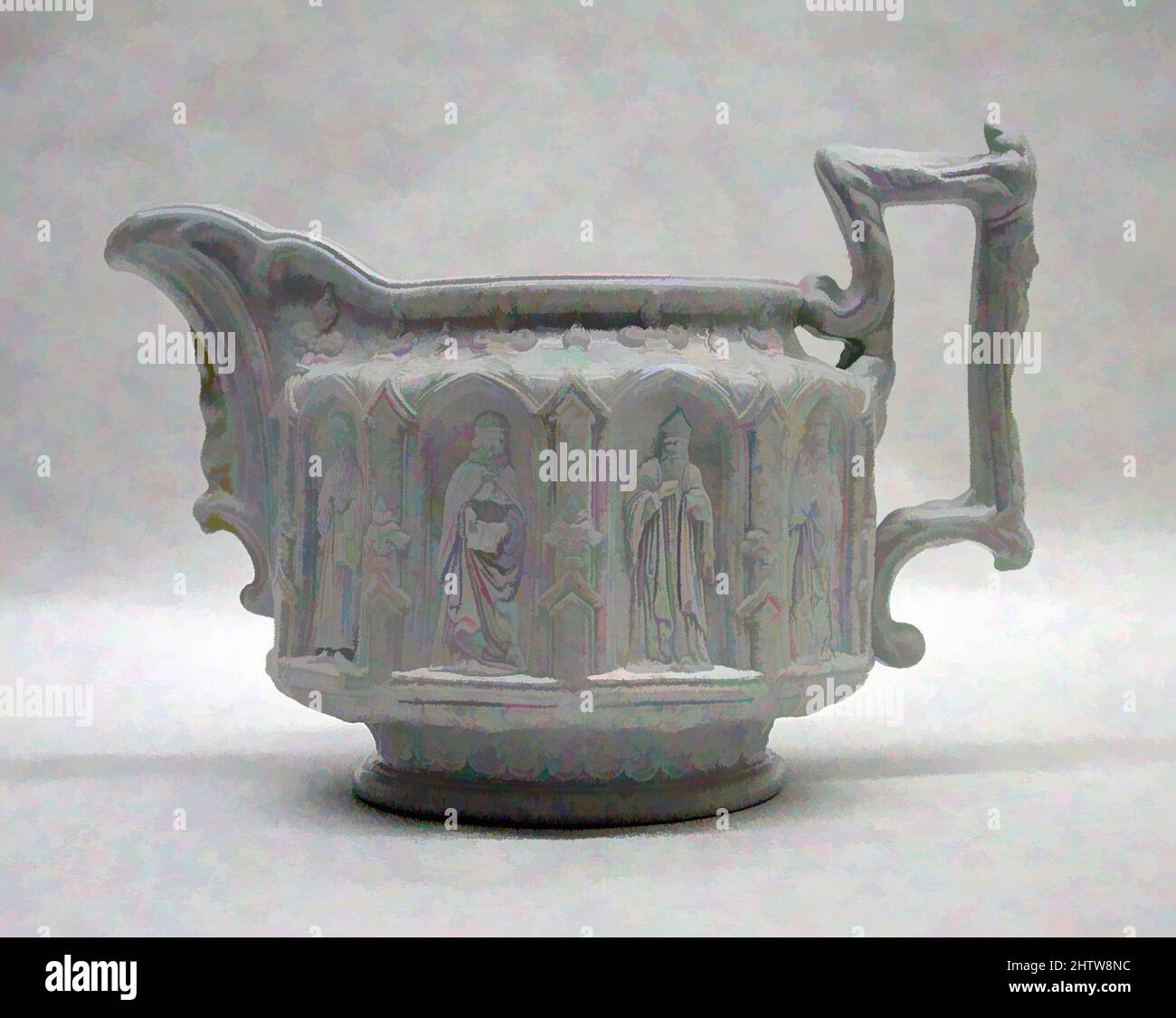 Art inspiré par le pot à lait, 1842, British, Hanley, Staffordshire, Grès vernissé, 4 1/8 × 6 po. (10,5 × 15,2 cm), céramique-poterie, oeuvres classiques modernisées par Artotop avec une touche de modernité. Formes, couleur et valeur, impact visuel accrocheur sur l'art émotions par la liberté d'œuvres d'art d'une manière contemporaine. Un message intemporel qui cherche une nouvelle direction créative. Artistes qui se tournent vers le support numérique et créent le NFT Artotop Banque D'Images