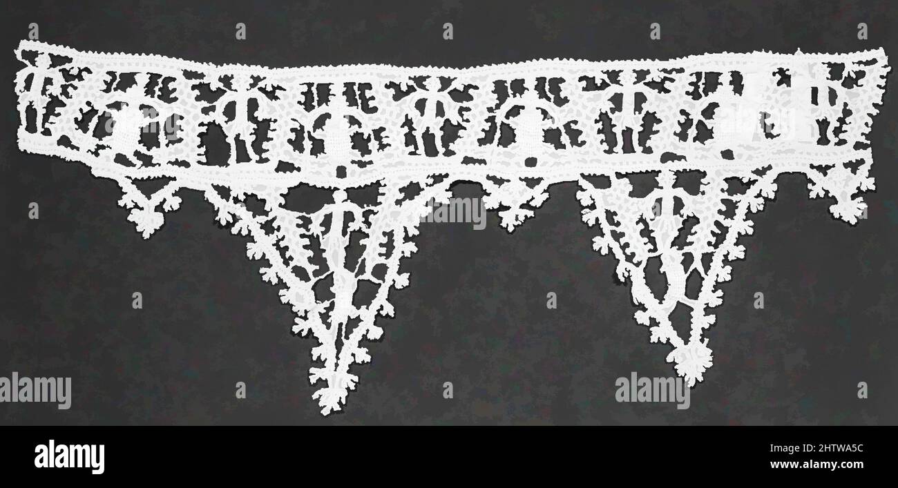Art inspiré par Edging, fin du 16th siècle, italien, lin, dentelle bobin, L. 14 x W. 2 pouces (35,6 x 5,1 cm) avec 3 1/2 pouces (8,9 cm) points profonds, textiles-lacets, œuvres classiques modernisées par Artotop avec une touche de modernité. Formes, couleur et valeur, impact visuel accrocheur sur l'art émotions par la liberté d'œuvres d'art d'une manière contemporaine. Un message intemporel qui cherche une nouvelle direction créative. Artistes qui se tournent vers le support numérique et créent le NFT Artotop Banque D'Images