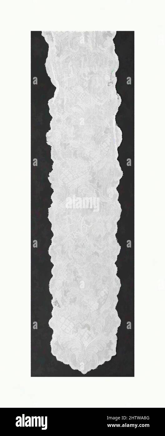 Art inspiré par Lappets (2), fin du 17th siècle, franco-flamand, lin, dentelle bobin, L. 43 1/2 x W. 3 3/4 pouces (110,5 x 9,5 cm), textiles-lacets, oeuvres classiques modernisées par Artotop avec une touche de modernité. Formes, couleur et valeur, impact visuel accrocheur sur l'art émotions par la liberté d'œuvres d'art d'une manière contemporaine. Un message intemporel qui cherche une nouvelle direction créative. Artistes qui se tournent vers le support numérique et créent le NFT Artotop Banque D'Images