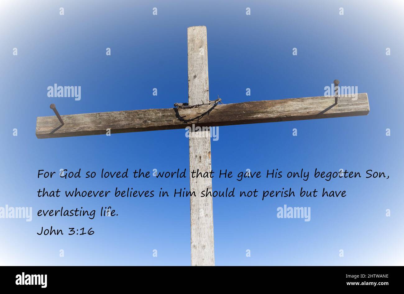 Croix avec les ongles (7E) John 3 vs 16 Banque D'Images