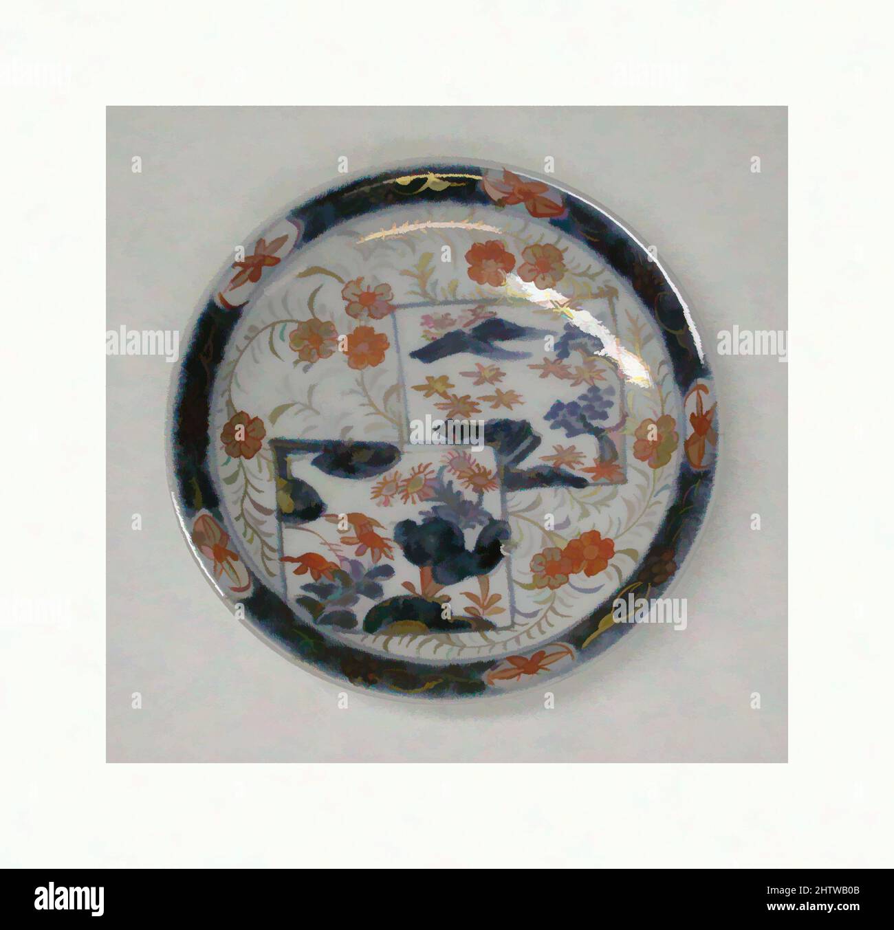 Art inspiré par la soucoupe, 18th siècle, japonais, porcelaine, total: W. 4 9/16 po. (11,6 cm), Metalwork-Silver, oeuvres classiques modernisées par Artotop avec une touche de modernité. Formes, couleur et valeur, impact visuel accrocheur sur l'art émotions par la liberté d'œuvres d'art d'une manière contemporaine. Un message intemporel qui cherche une nouvelle direction créative. Artistes qui se tournent vers le support numérique et créent le NFT Artotop Banque D'Images