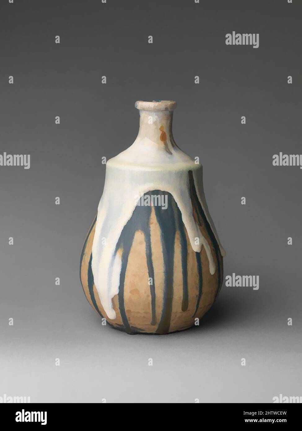 Art inspiré par Gourd vase, env. 1890, français, Saint-Amand-en-Puisaye,  grès, 9 3/4 × 6 1/2 po, 4 lb. (24,8 × 16,5 cm, 1,8 kg), céramique-poterie,  les tons de terre et l'esthétique naturelle